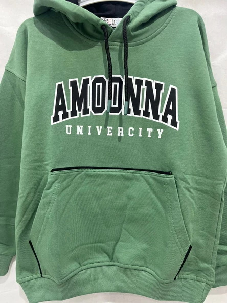 uğurböceğiçocuk Amoonna Yazı Baskılı Kapuşonlu Sweat 42491 - 10