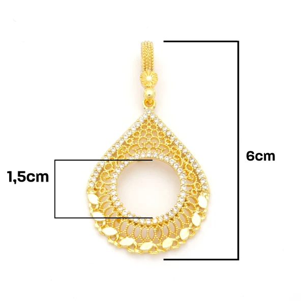 Çeyrek Altın Çerçeveli Kolye Ucu Altın Kaplama TGR-681 - Resim 2