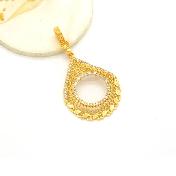 Çeyrek Altın Çerçeveli Kolye Ucu Altın Kaplama TGR-681 - Resim 4