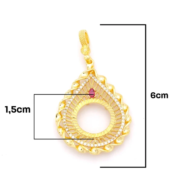 Çeyrek Altın Çerçeveli Kolye Ucu Altın Kaplama TGR-640 - Resim 2