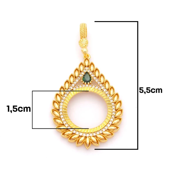 Çeyrek Altın Çerçeveli Kolye Ucu Altın Kaplama TGR-656 - Resim 2