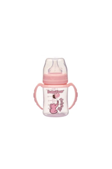 BABY TİME BT078 PEMBE GENİŞ AĞIZ KULPLU PP BİBERON 150 ML