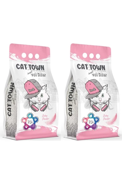 CAT TOWN Bebek Pudrası Kokulu Bentonit Ince Taneli Kedi Kumu 10 Lt X 2 Adet
