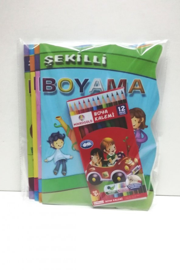 Boyama Seti 4 kitap ve 12 Renk Boyama kalemi - 3