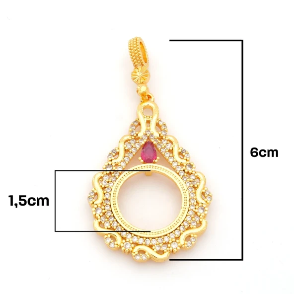 Çeyrek Altın Çerçeveli Kolye Ucu Altın Kaplama TGR-675 - Resim 2