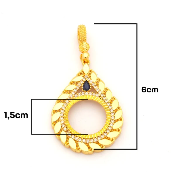 Çeyrek Altın Çerçeveli Kolye Ucu Altın Kaplama TGR-679 - Resim 2