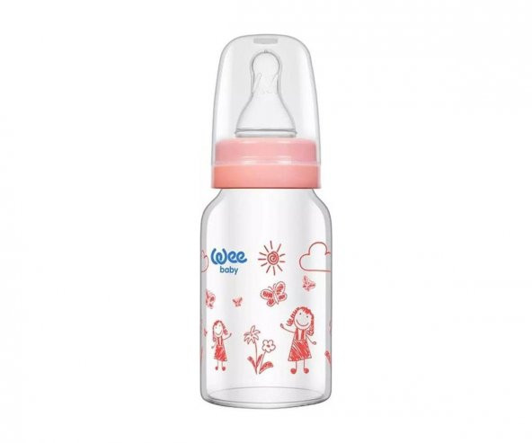 Wee Baby Isıya Dayanıklı Cam Biberon 120 ml - Pembe