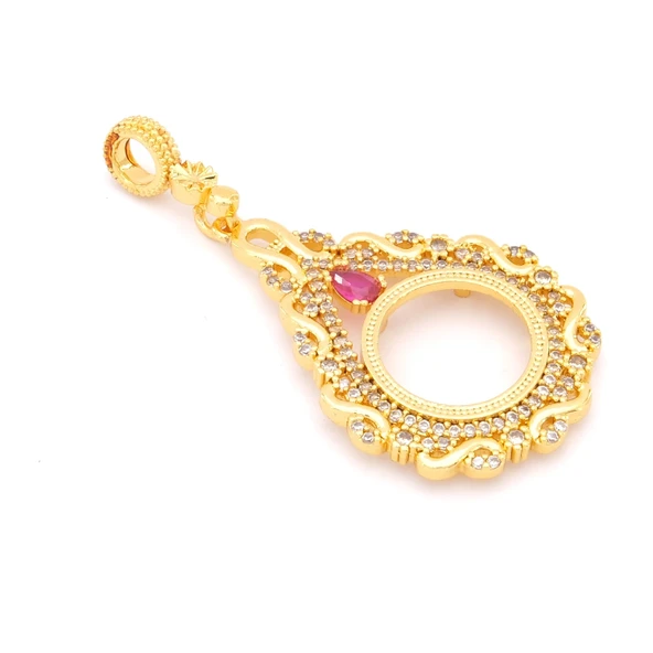 Çeyrek Altın Çerçeveli Kolye Ucu Altın Kaplama TGR-675 - Resim 3