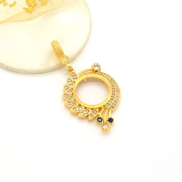 Çeyrek Altın Çerçeveli Kolye Ucu Altın Kaplama TGR-658 - Resim 3