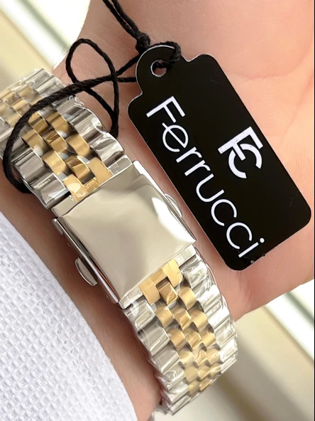 Ferrucci Rolex Model Çelik Kordon Takvimli Kadran 30 Mt Suya Dayanıklı Erkek Kol Saati FEC.13029M04 - Resim 4