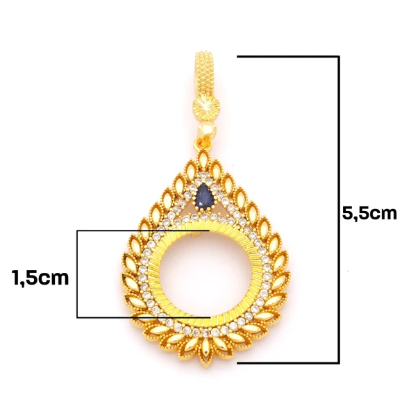 Çeyrek Altın Çerçeveli Kolye Ucu Altın Kaplama TGR-678 - Resim 2