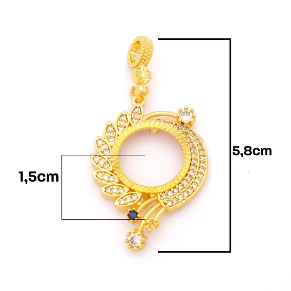 Çeyrek Altın Çerçeveli Kolye Ucu Altın Kaplama TGR-658 - Resim 2