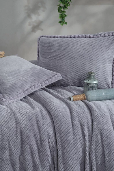 Clasy Wellsoft Ponpon Detaylı Yatak Örtüsü Seti Çift Kişilik Masse 220 x 240 - 11