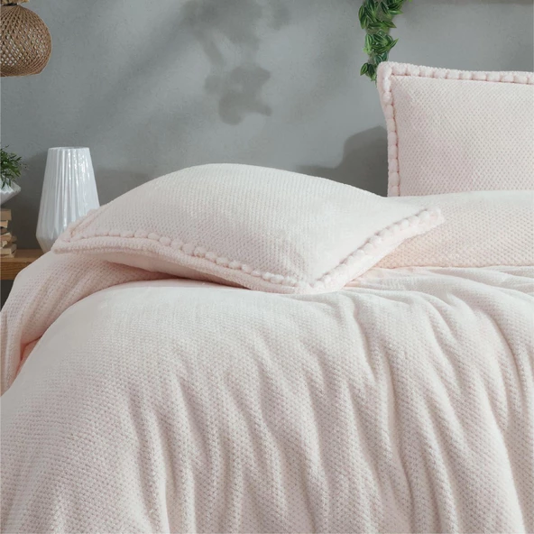 Clasy Wellsoft Ponpon Detaylı Yatak Örtüsü Seti Çift Kişilik Masse 220 x 240 - 5
