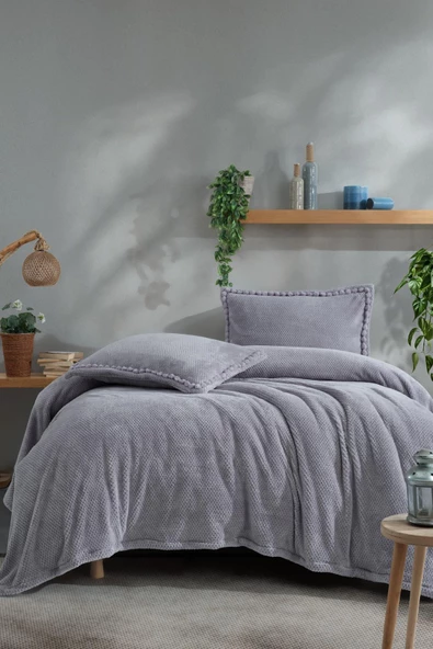 Clasy Wellsoft Ponpon Detaylı Yatak Örtüsü Seti Çift Kişilik Masse 220 x 240 - 9