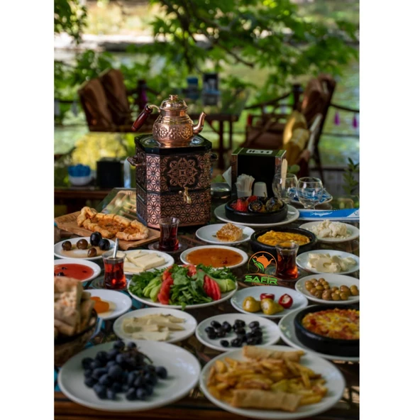 Jel ısıtıcılı Nostaljik Bakır Semaver Bakır Demlikli Bahçe Semaveri Balkon Semaveri Piknik Semaveri - 4