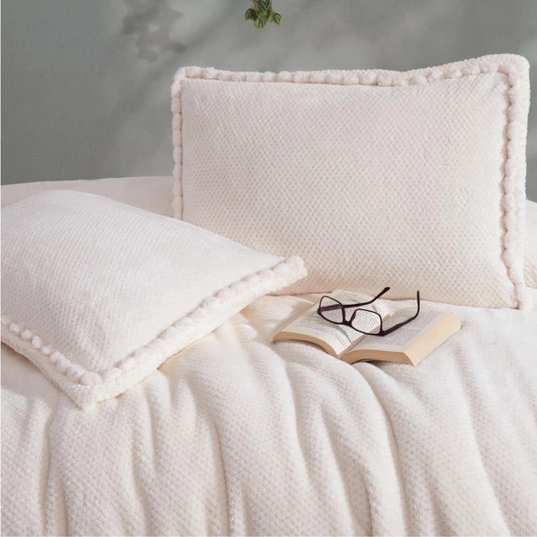 Clasy Wellsoft Ponpon Detaylı Yatak Örtüsü Seti Çift Kişilik Masse 220 x 240 - 4