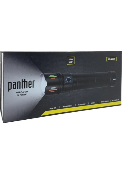 Panther Usb Sarjlı Fonksiyonlu El Feneri 4118 - 2
