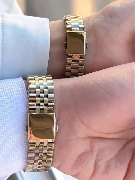 Ferrucci Çiftlere Özel Çelik Kordon Takvimli Kadran Sevgili Kombini Özel Çift Saati CFT.13029C02 - Resim 4