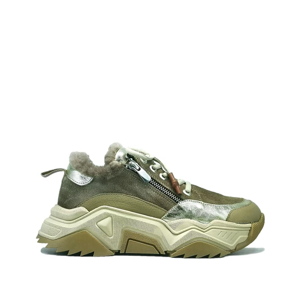 Janestt Kadın Hakiki Deri Kürklü Sneaker 138-2020