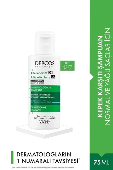 Vichy Dercos Yağlı Saçlar Için Kepeğe Karşı Bakım Şampuanı 75ml