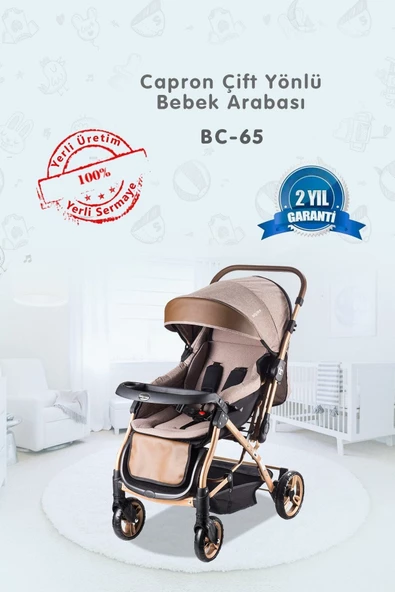 Baby Care Baby Care BC-65 Capron Lüx Çift Yönlü Bebek Arabası Gold-Kahverengi