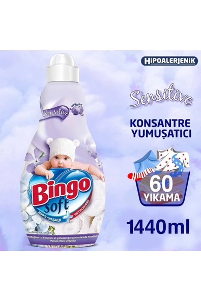 Bingo Soft Konsantre Çamaşır Yumuşatıcısı Sensitive 1440 ml