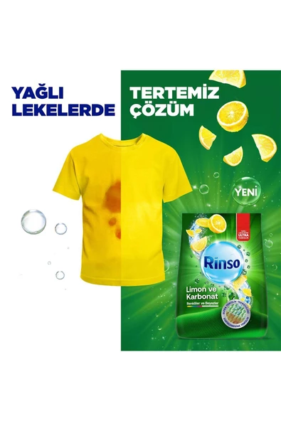 Rinso Toz Deterjan Limon Karbonat Renkliler Ve Beyazlar Için Derinlemesine Temizlik 8 Kg - 3