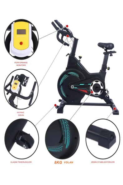PB-04 Manyetik Kondisyon  Bisikleti Spor Koşu Egzersiz Bisikleti Spin Bike Dikey Ev Bisikleti - 4