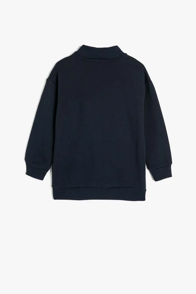 Koton Erkek Çocuk Sweatshirt Dik Yaka Yarım Fermuarlı Uzun Kollu - 2