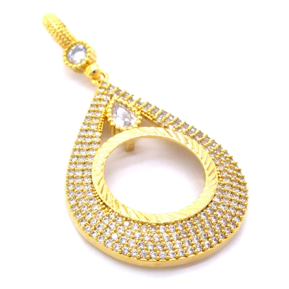 BZ Altın Kaplama Damla Model Çeyrek Çerçeve Kolye Ucu TGR-438 - 3