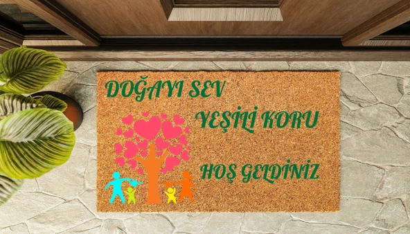 Kapı Önü Paspası Özel Tasarım Koko Model Doğayı sev PK-1531