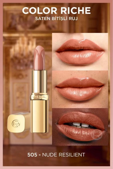 L'Oreal Paris Color Riche Saten Bitişli Ruj - 505 Nude Resilient 3600524105150 - 2