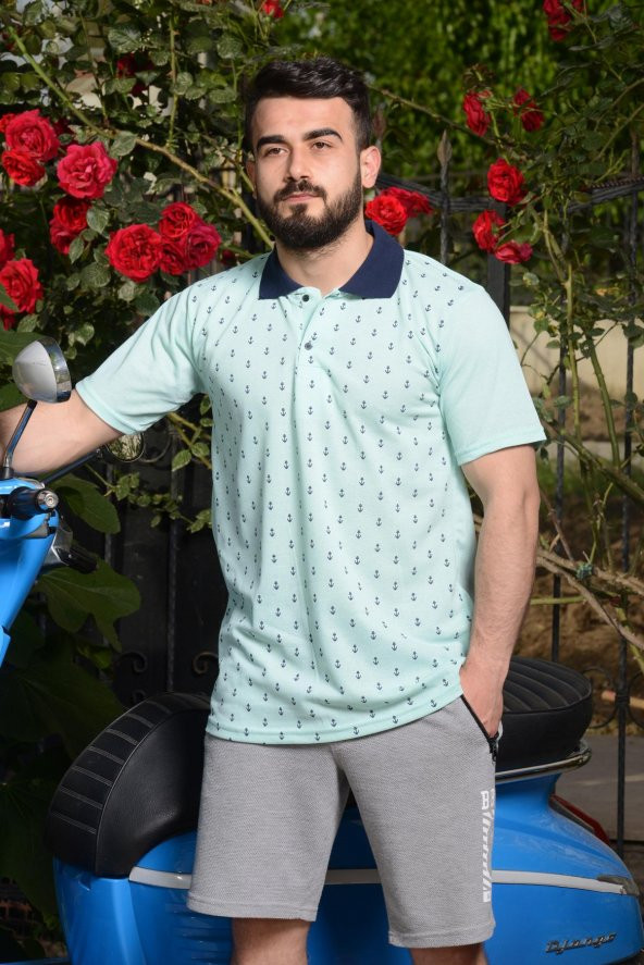 Erkek Turkuaz Normal Kesim Çapa Model Polo Yaka 21EPLYCAPA