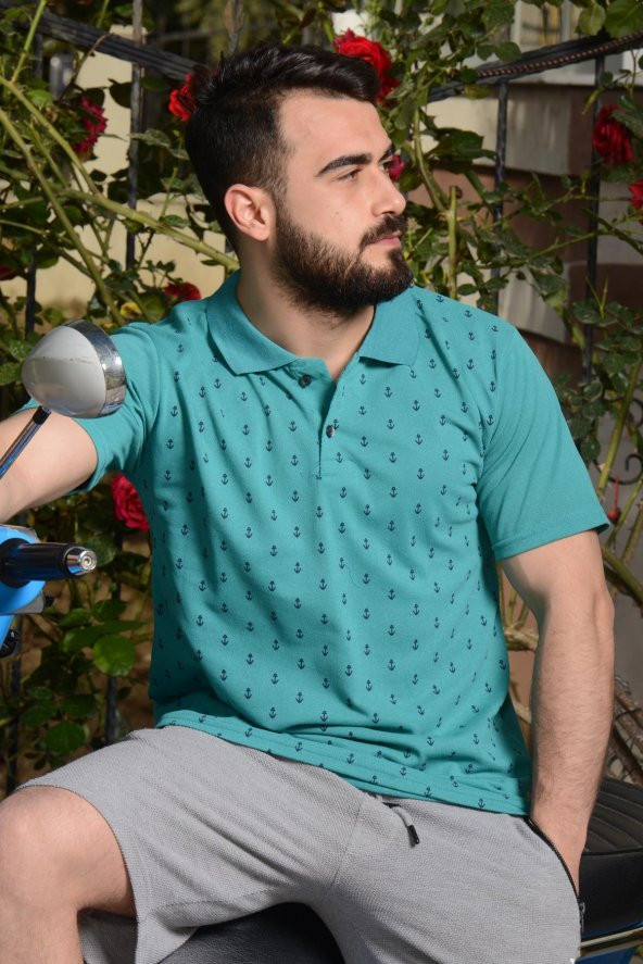 Erkek Yeşil Normal Kesim Çapa Model Polo Yaka 21EPLYCAPA - 4