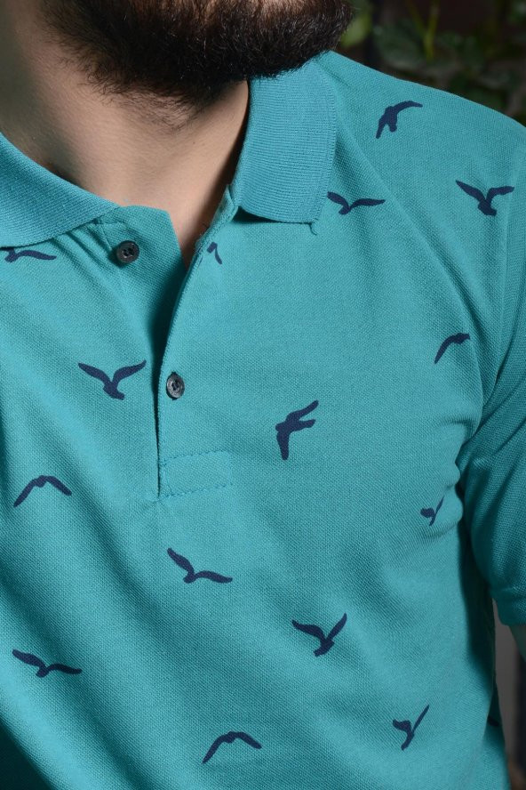 Erkek Yeşil Normal Kesim Martı Model Polo Yaka 21EPLYMART - 3
