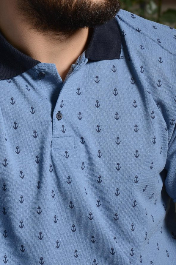 Erkek İndigo Normal Kesim Çapa Model Polo Yaka 21EPLYCAPA - 3