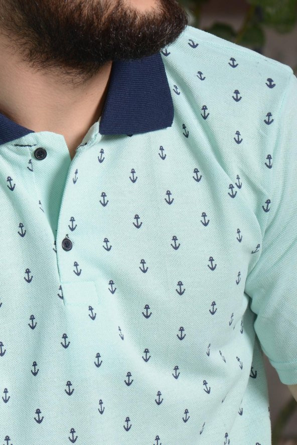 Erkek Turkuaz Normal Kesim Çapa Model Polo Yaka 21EPLYCAPA - 3