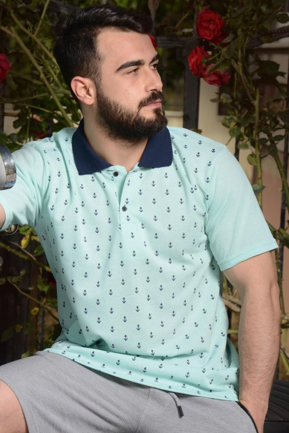 Erkek Turkuaz Normal Kesim Çapa Model Polo Yaka 21EPLYCAPA - 5