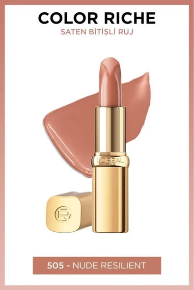 L'Oreal Paris Color Riche Saten Bitişli Ruj - 505 Nude Resilient 3600524105150