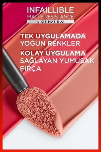 L'Oreal Paris Infaillible Matte Resistance Likit Mat Ruj - 300 Sun Bathing 30144385 - 6