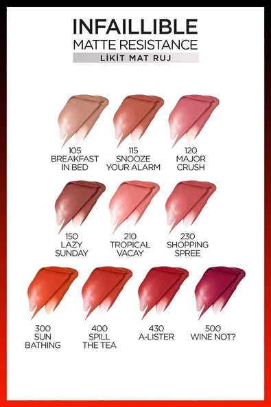 L'Oreal Paris Infaillible Matte Resistance Likit Mat Ruj - 300 Sun Bathing 30144385 - 5