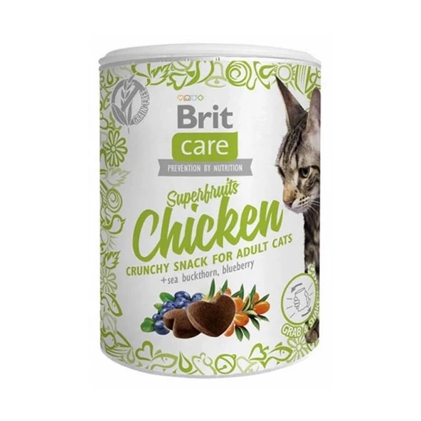 Brit Care Superfruits Glütensiz Tavuklu ve Yaban Mersinli Kıtır Kedi Ödül Maması 100gr