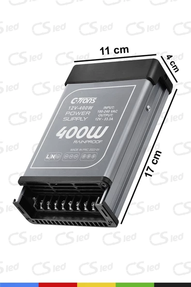 IP45 Yağmur Korumalı 12V 33.3A Güç Kaynağı, 400W LED Sürücü AC/DC Trafo Dönüştürücü - 4