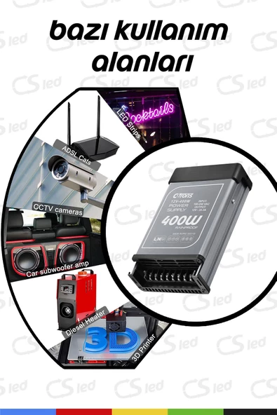 IP45 Yağmur Korumalı 12V 33.3A Güç Kaynağı, 400W LED Sürücü AC/DC Trafo Dönüştürücü - 6