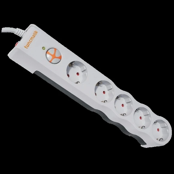 TUNÇMATİK Şok Akım Korumalı Beşli Grup Priz 5Li 1.5mt Kablolu Anahtarlı (Beşli 1.5 Metre)