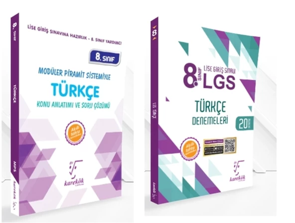 KARE KÖK YAYINLARI LGS 8.SINIF TÜRKÇE MPS KONU ANLATIM + TÜRKÇE 20'li DENEME KİTABI