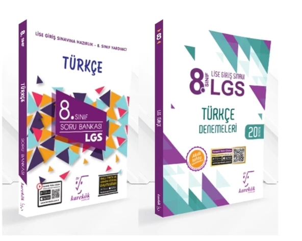 KARE KÖK YAYINLARI LGS 8.SINIF TÜRKÇE SORU BANKASI +TÜRKÇE 20'li DENEME KİTABI ürün görseli