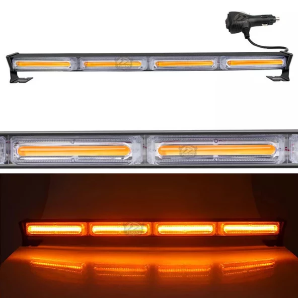 Turuncu Tepe Çakar Bar Led 60cm 12-24v  Off Road Çekici Traktör İkaz Lambası Çakar 15 Modlu - Resim 3