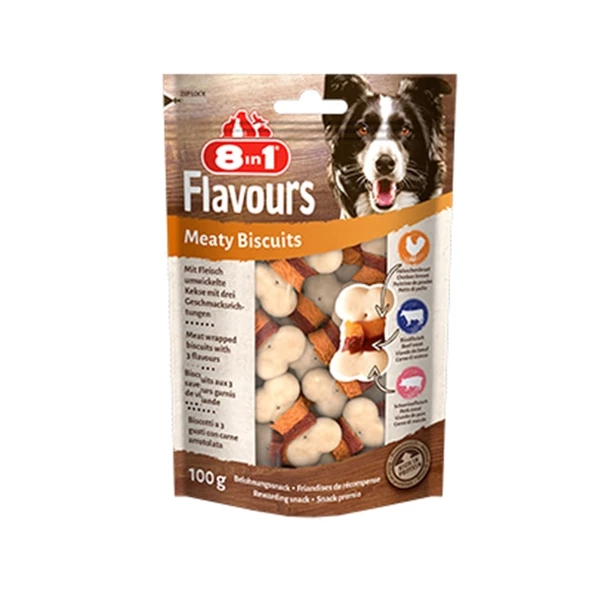 8in1 Flavours Meaty Biscuits Kıtır Köpek Ödül Maması 100 G